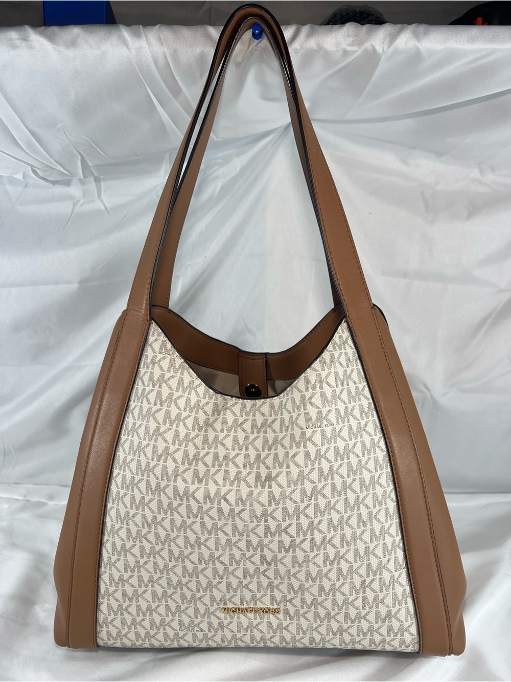 Michael Kors Rosemary Large Logo Shoulder Bag Vanilla Acorn Matching Wallet - Picture 2 of 16